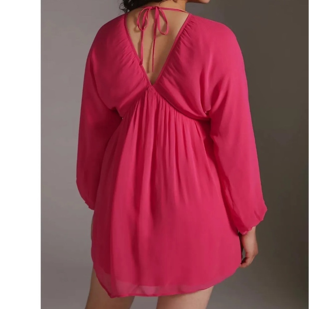 Anthropologie Forever That Girl Sheer Flowy mini dress XXS NWT Barbie Pink - Picture 2 of 13